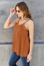 Basic Bae Full Size Lace Trim V-Neck Cami - Trendsi