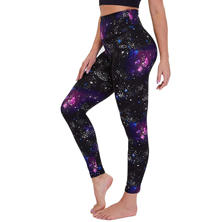 lulu high-waisted peach-hip yoga pants, outdoor elastic tight quick-drying leggings, women's print - Hypersku