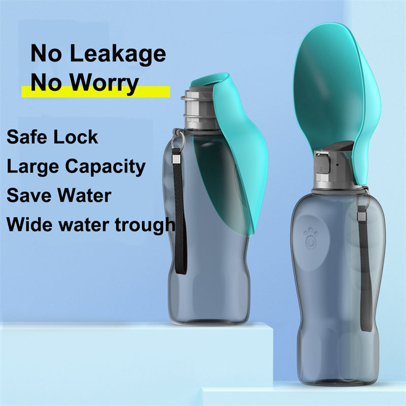 Portable 800ml Dog Water Bottle with Foldable Drinking Bowl - Leakproof and High Capacity - Ideal for Outdoor Walks and Adventures