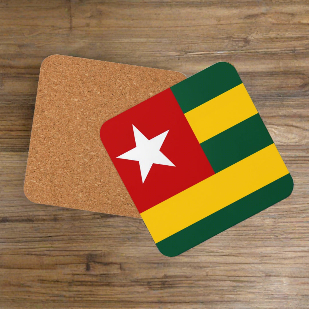 front Togolese flag coaster with cork back