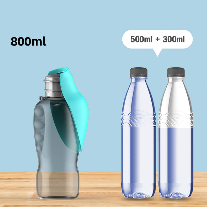 Portable 800ml Dog Water Bottle with Foldable Drinking Bowl - Leakproof and High Capacity - Ideal for Outdoor Walks and Adventures
