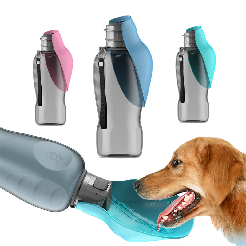 Portable 800ml Dog Water Bottle with Foldable Drinking Bowl - Leakproof and High Capacity - Ideal for Outdoor Walks and Adventures