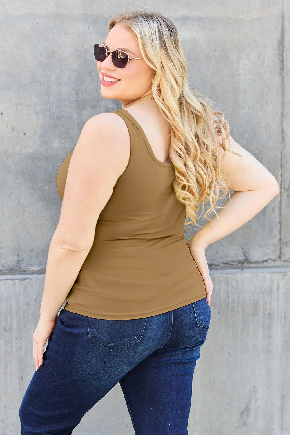 Basic Bae Full Size Square Neck Wide Strap Tank - Trendsi