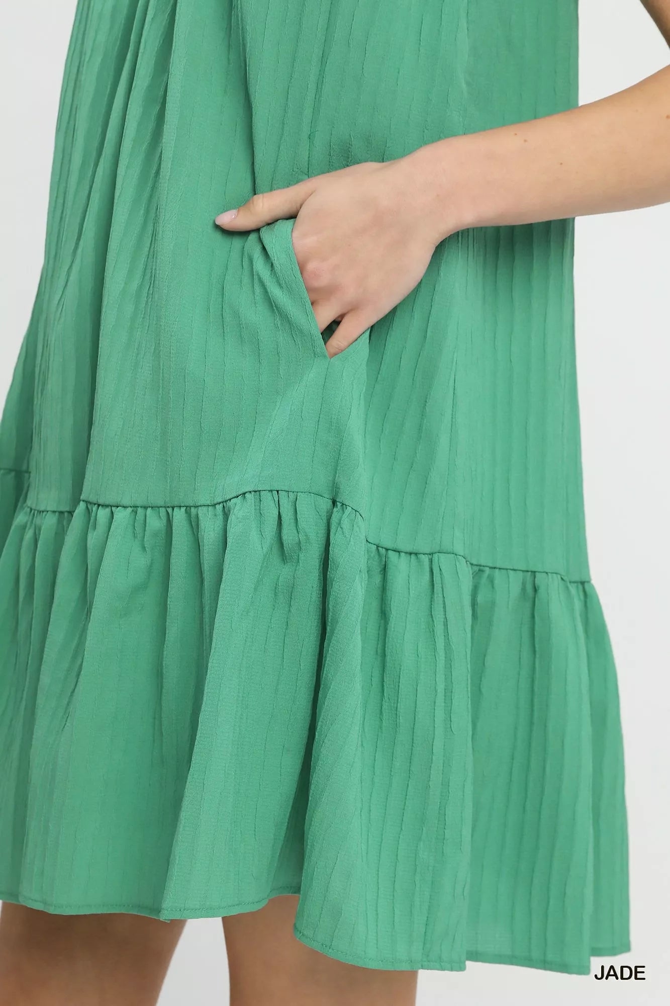 Umgee Flutter Sleeve Tiered Dress - Trendsi