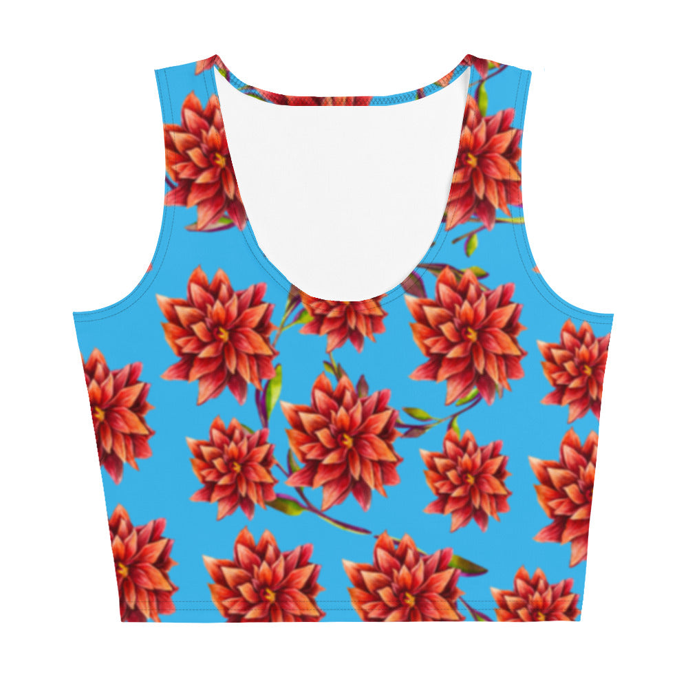 front Red Flowers Crop Top