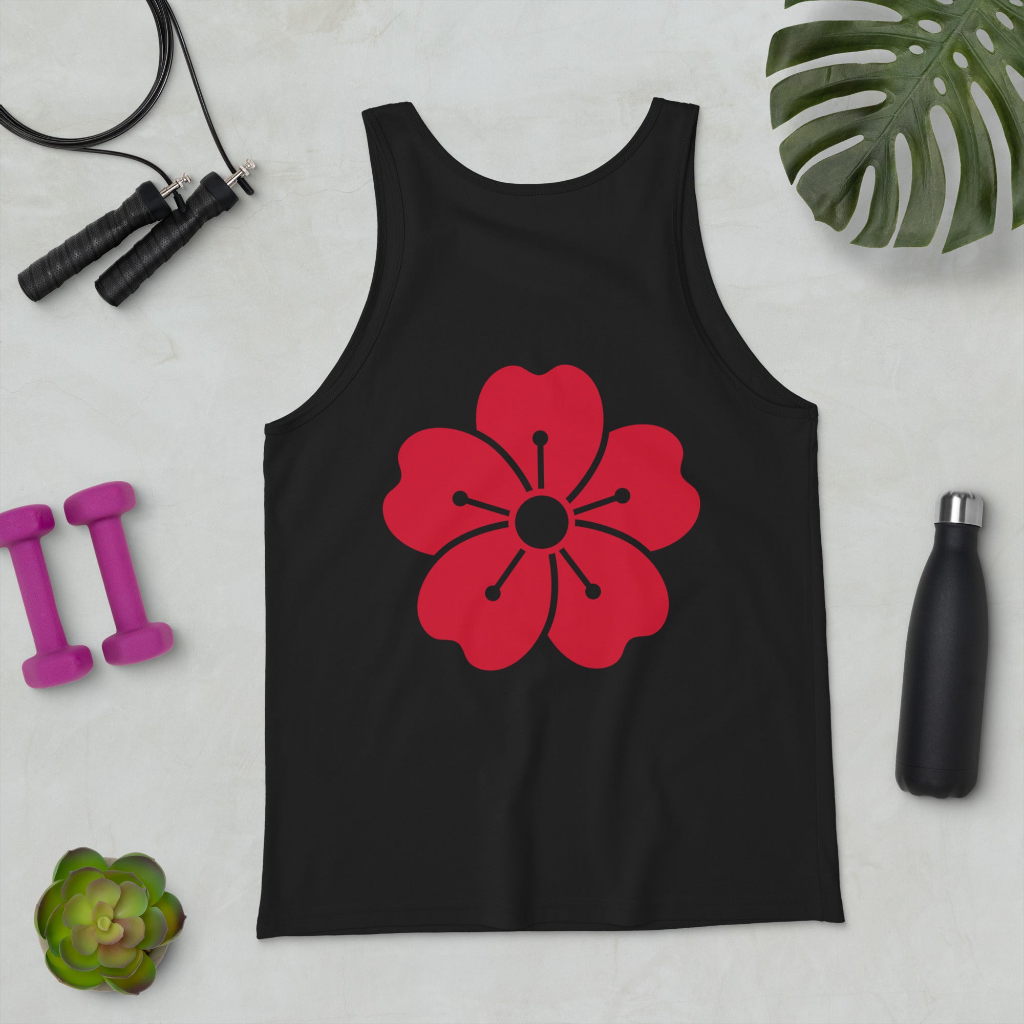 Three Flower Branch One FLower Print Tank Top