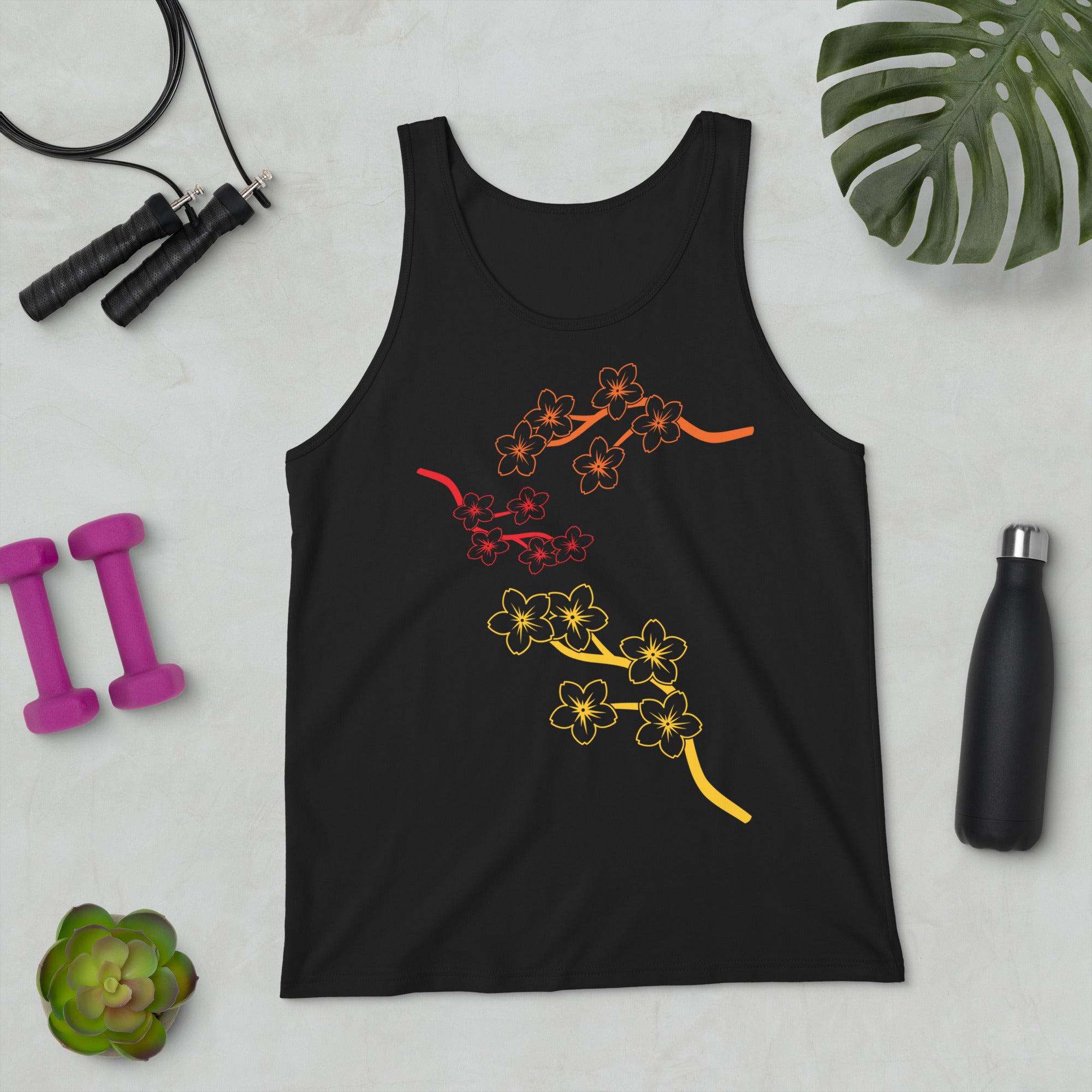 Three Flower Branch One FLower Print Tank Top