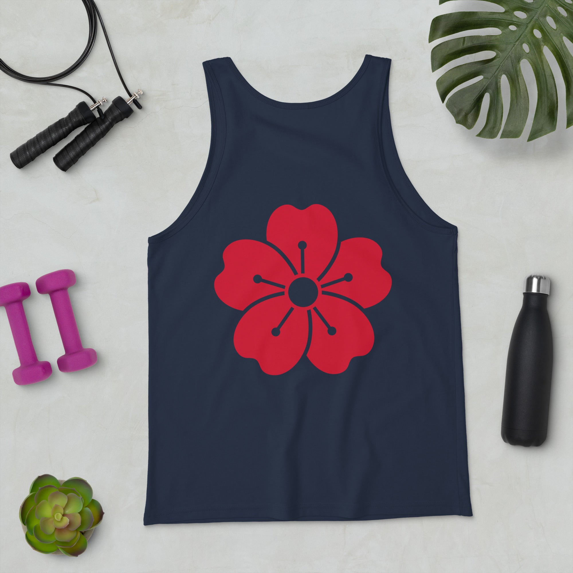 Three Flower Branch One FLower Print Tank Top