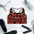 Red Flowers Padded Sports Bra