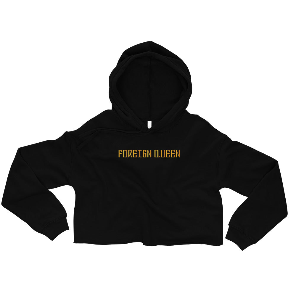 Foreign Queen Print Crop Hoodie