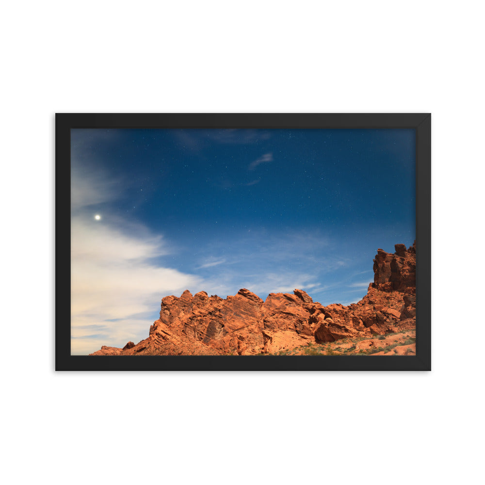 Valley of Fire Night Time Landscape Photography Framed poster