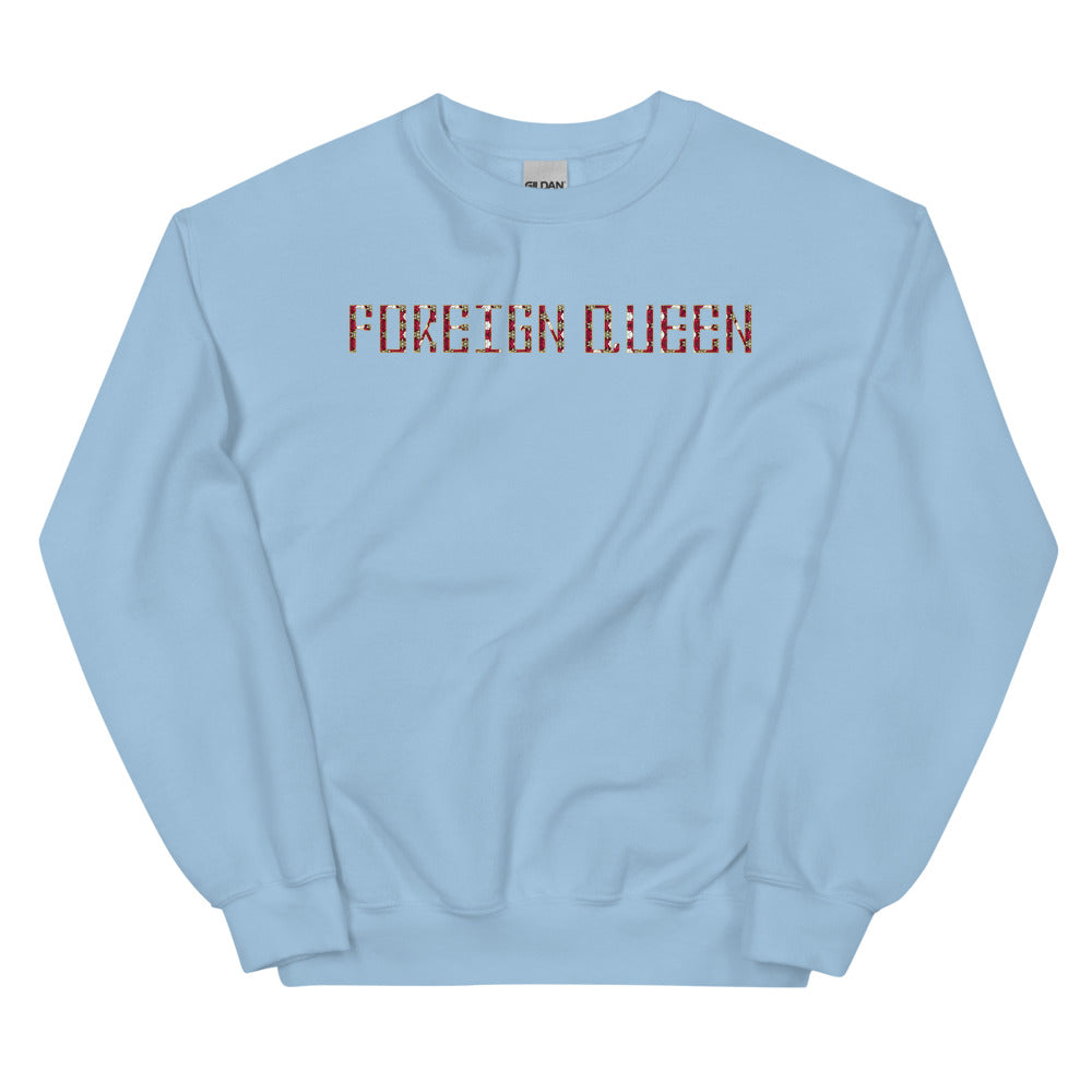 Foreign Queen Print Crew Neck Sweatshirt