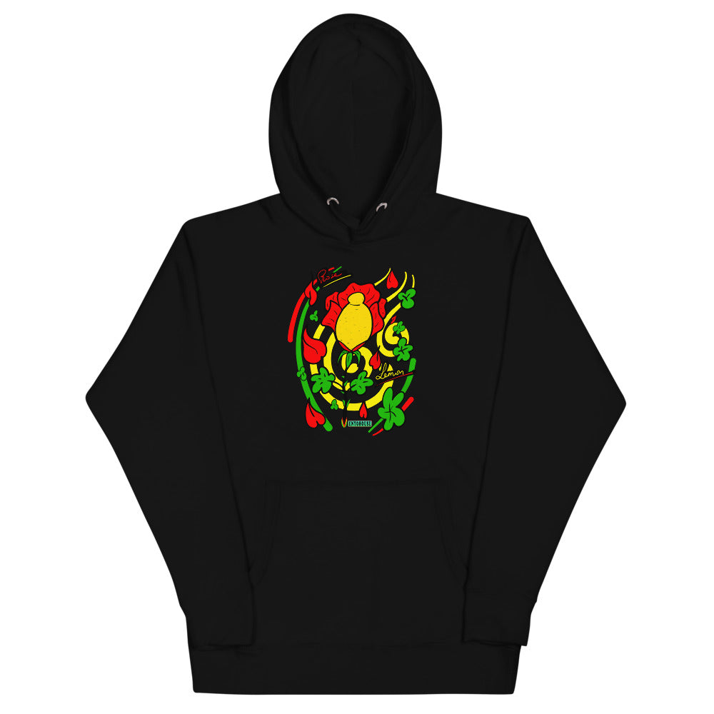 Lemon Rose Print pullover hoodie