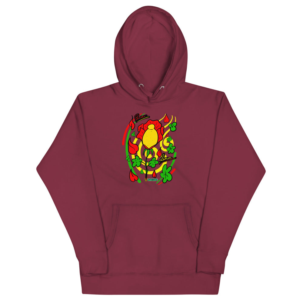 Lemon Rose Print pullover hoodie