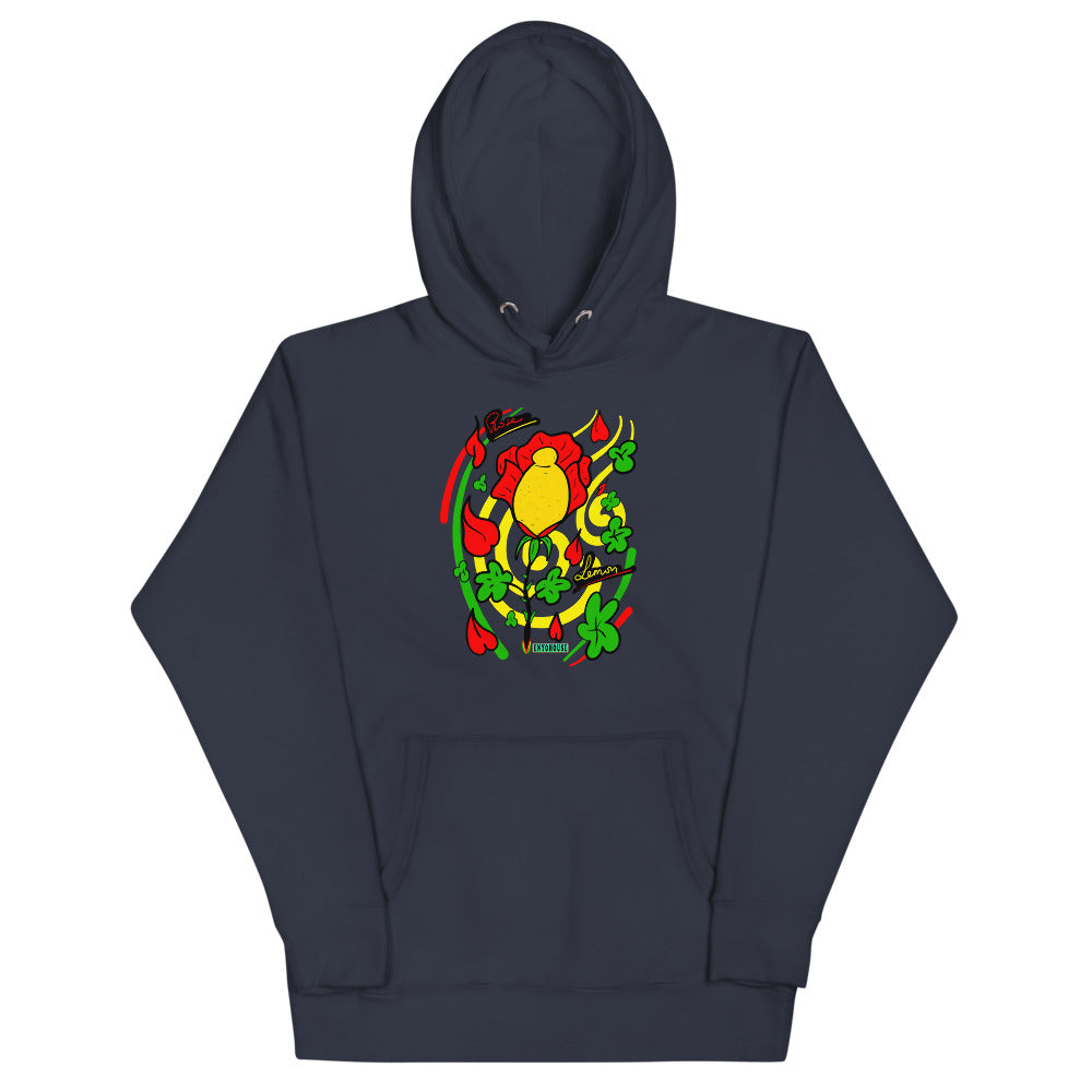 Lemon Rose Print pullover hoodie