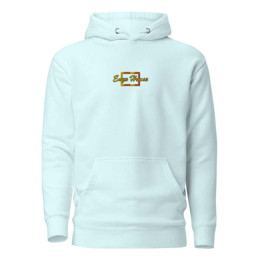 Enyohouse brand embroidery on a women sky blue hoodie