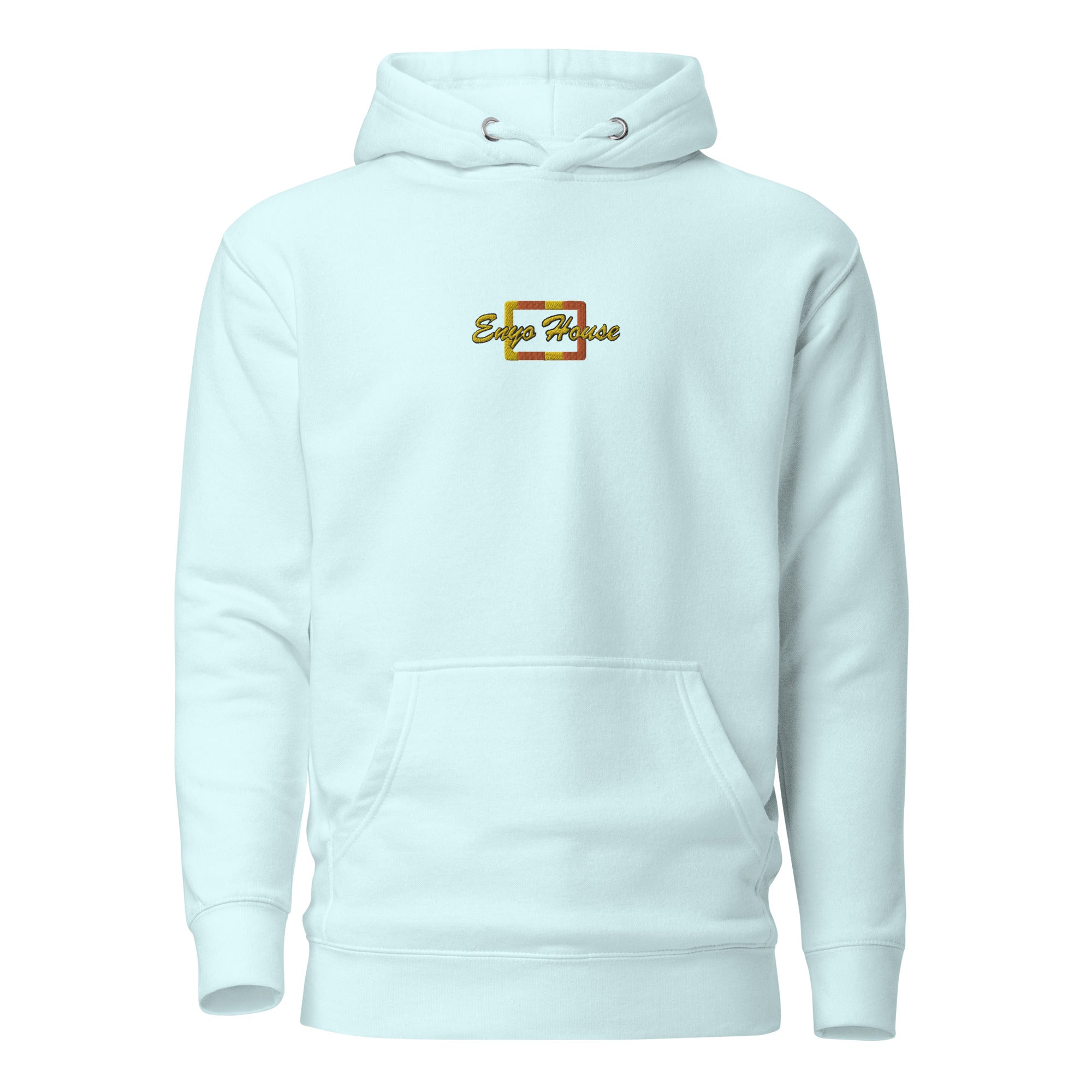 Enyohouse brand embroidery on a women sky blue hoodie