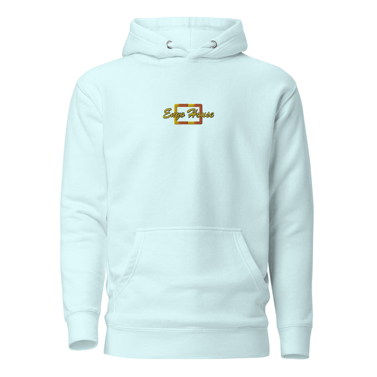 Enyohouse brand embroidery on a women sky blue hoodie