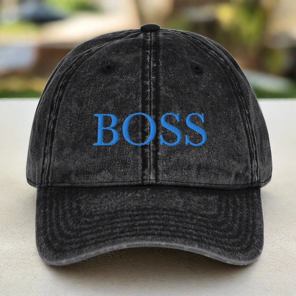 Boss Embroidery Enyohouse Vintage Cotton Twill Cap