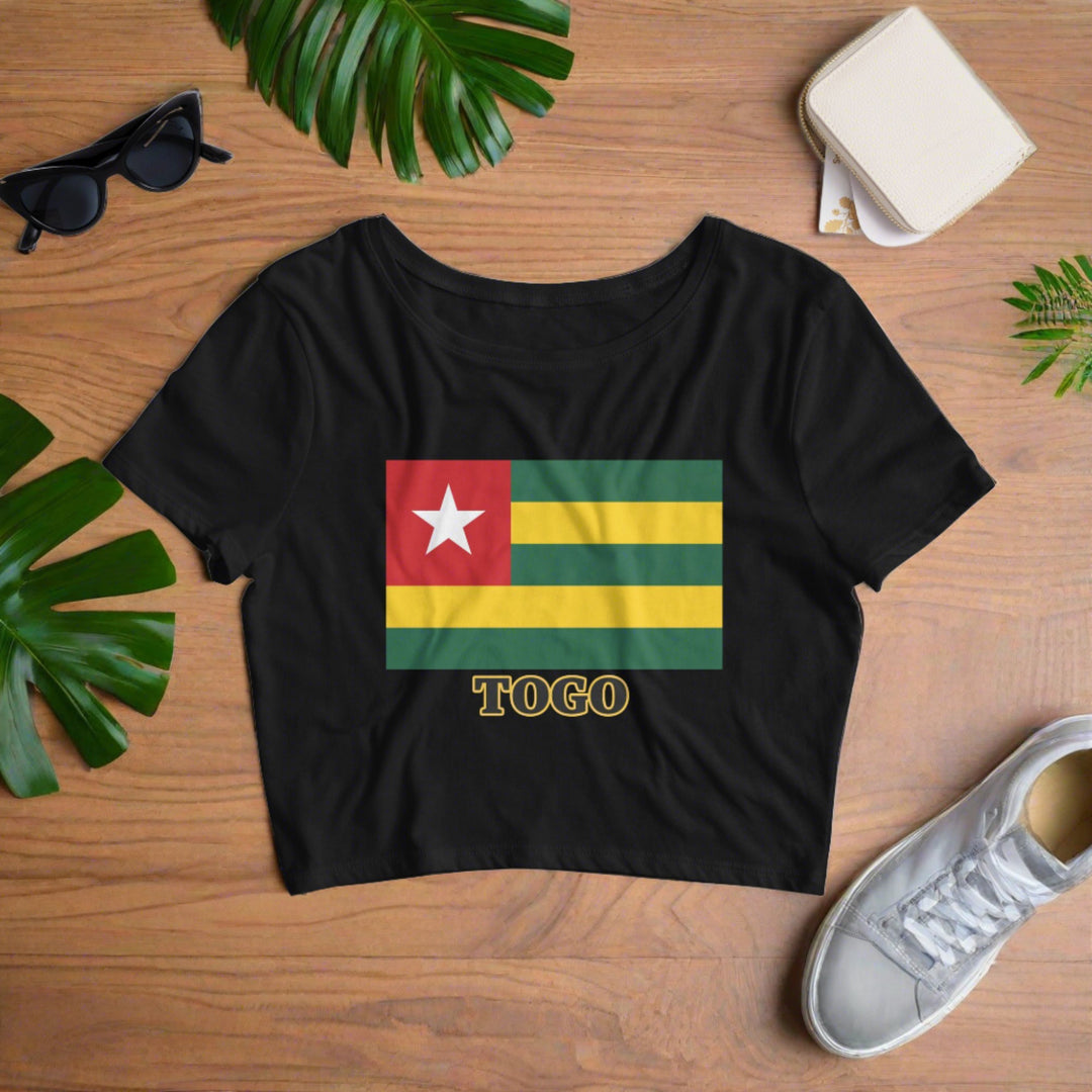 Togo flag on a black crop shirt