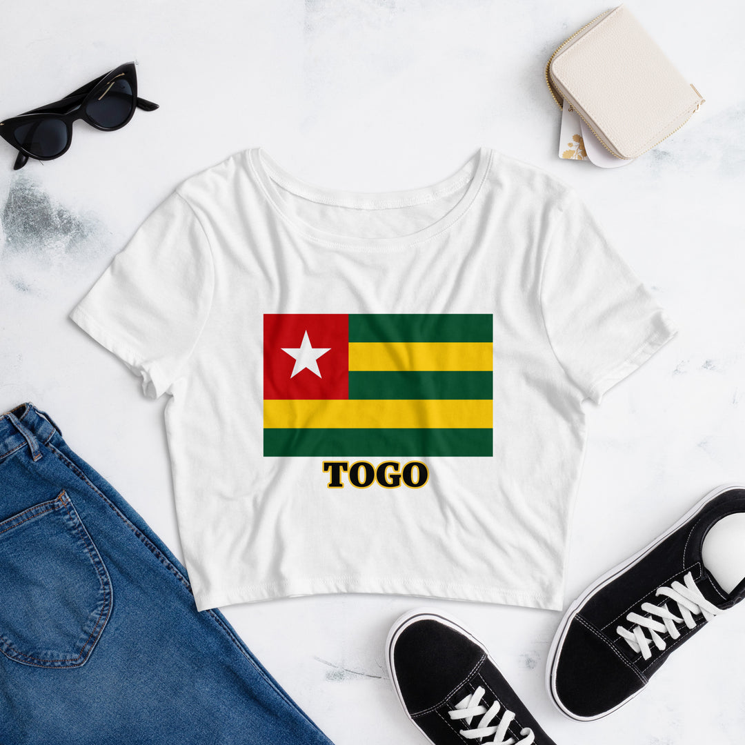 Togo flag on a white crop shirt