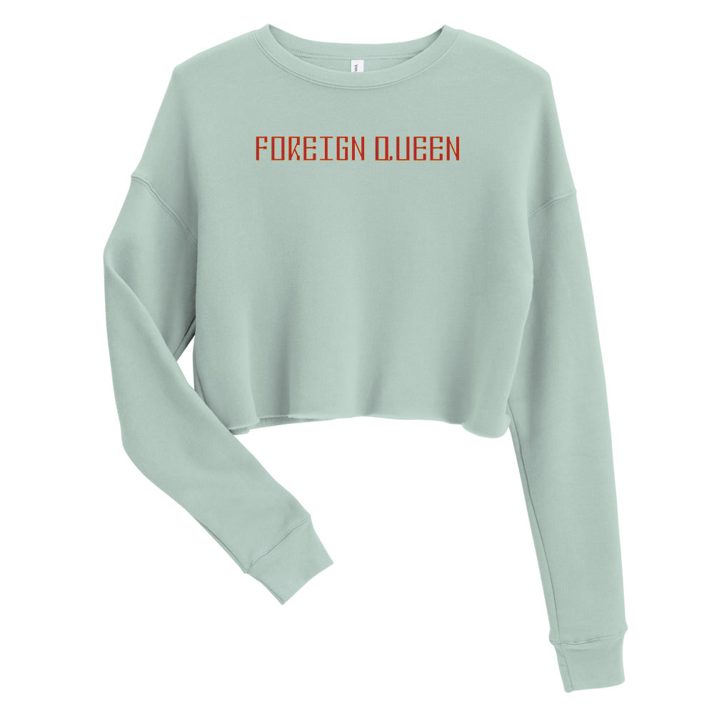 Foreign Queen Print Crop Sweatshirt